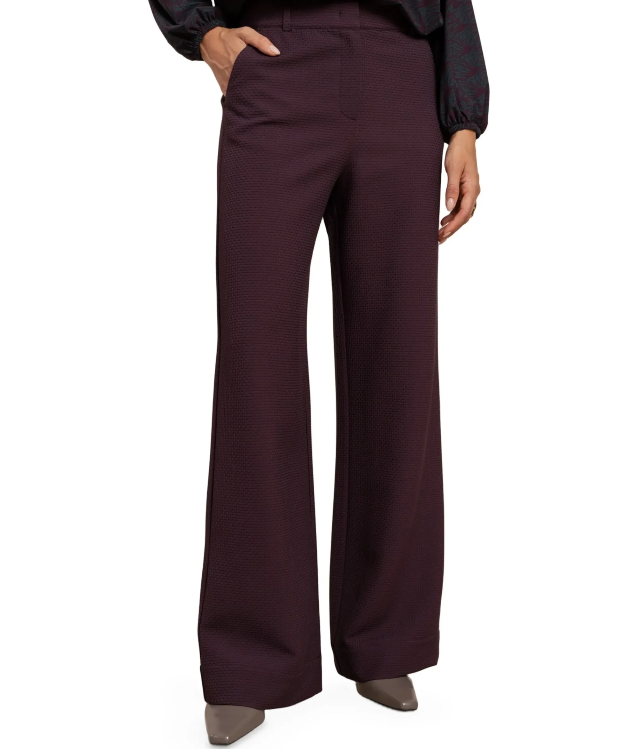 Alexie waffle dames broek bordeaux