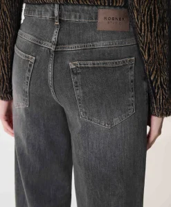 Audrey Wide Leg Palazzo dames jeans grijs