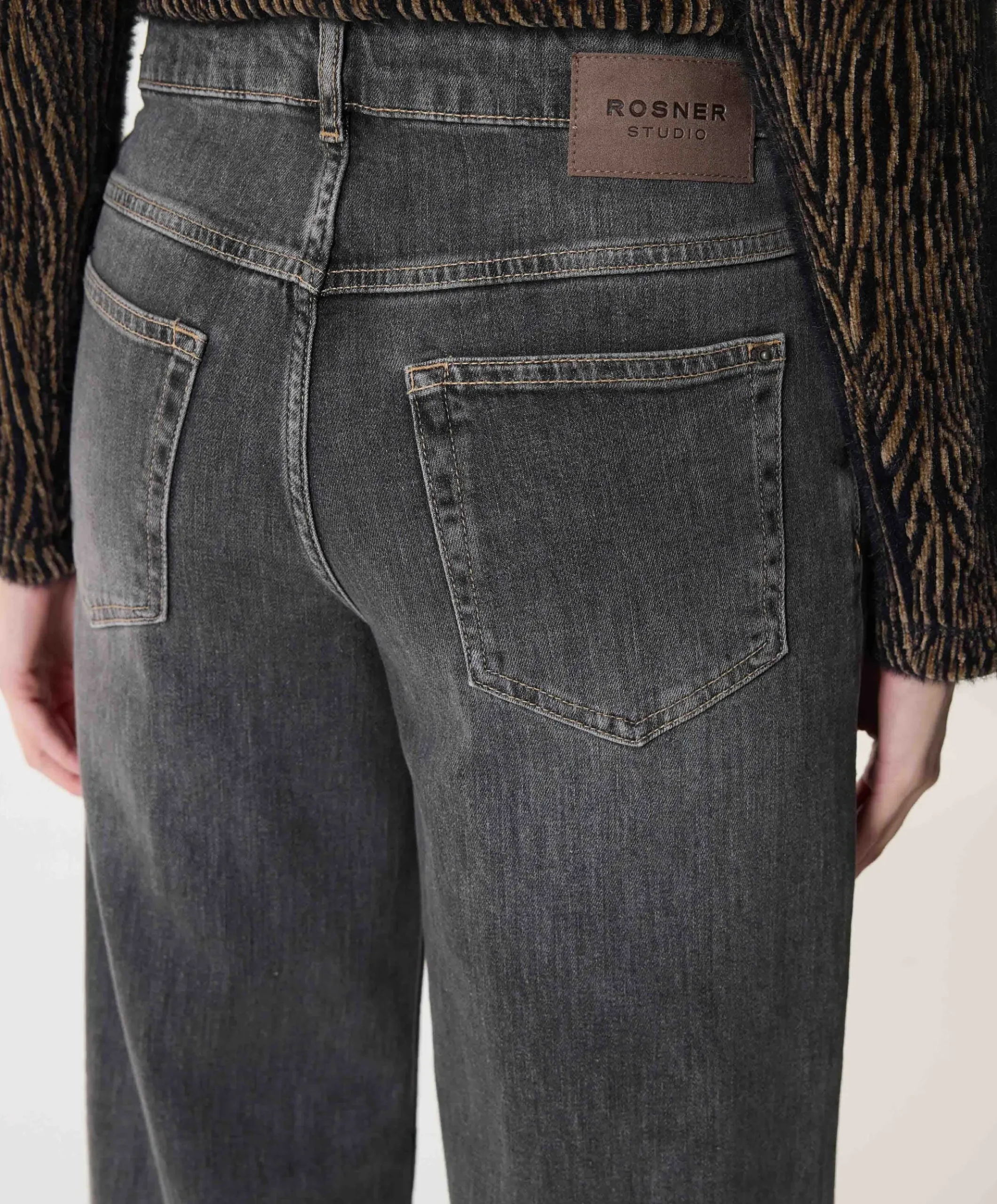 Audrey Wide Leg Palazzo dames jeans grijs