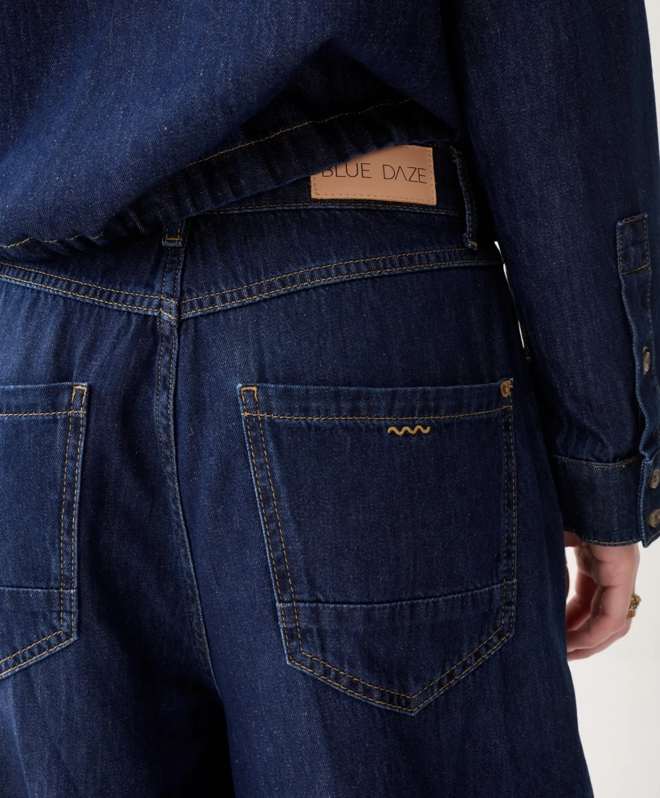 Balloon shape leg Light Cotton twill dames broek blauw