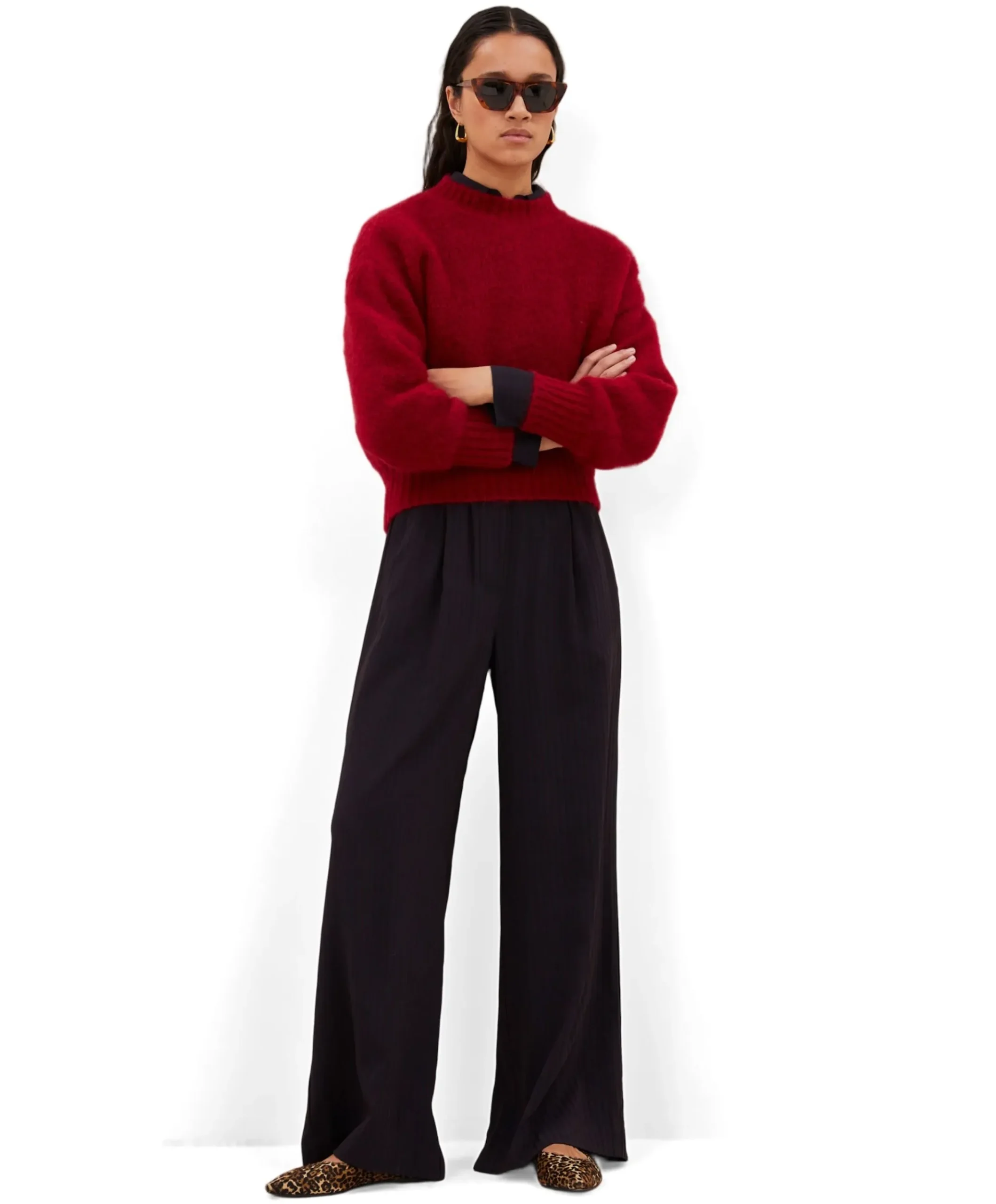 benji wide stripe dames broek bordeaux