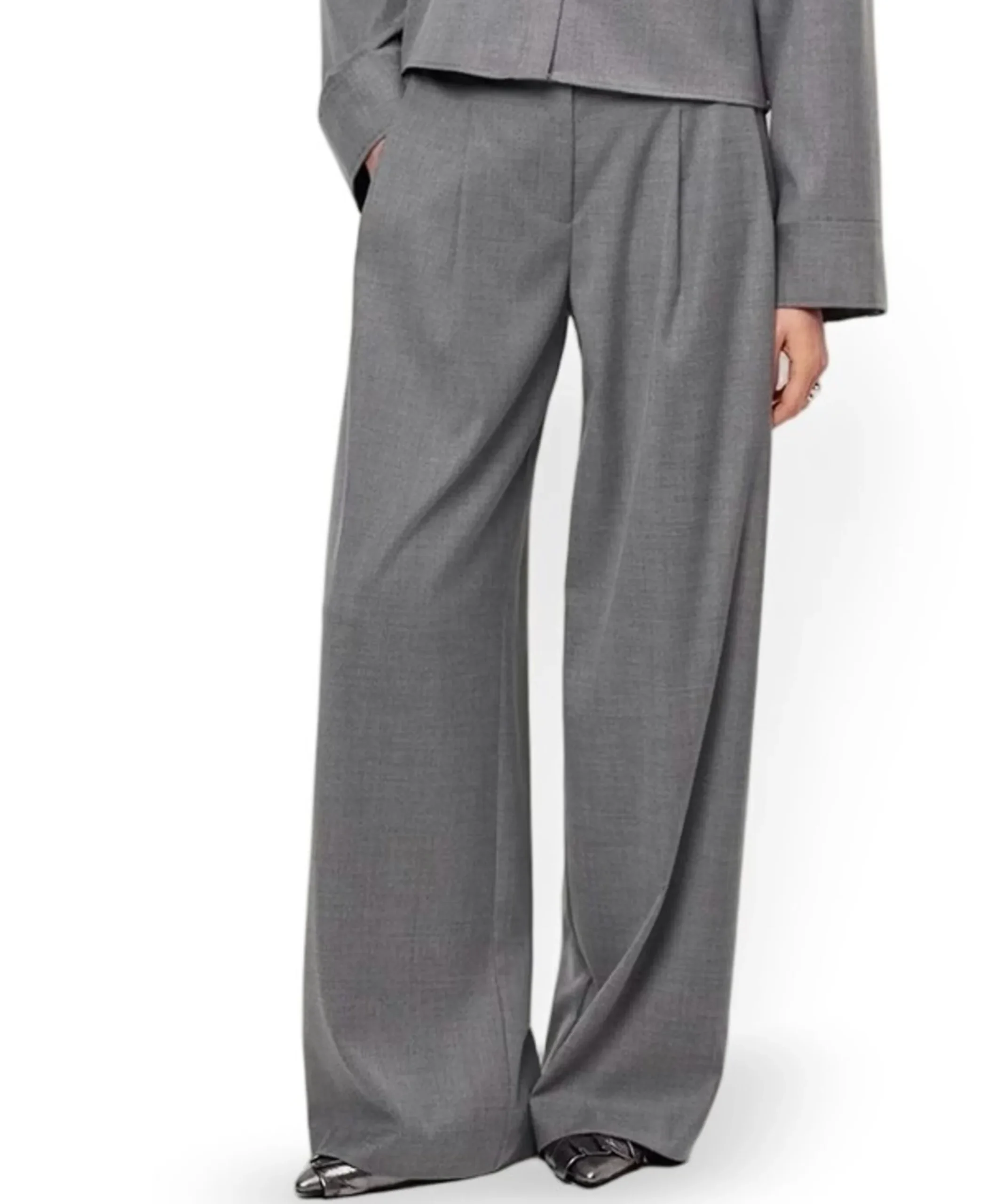 Biaxa pleated dames broek grijs