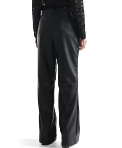 BINA pu 425 vegan leather wide fit long dames broek zwart