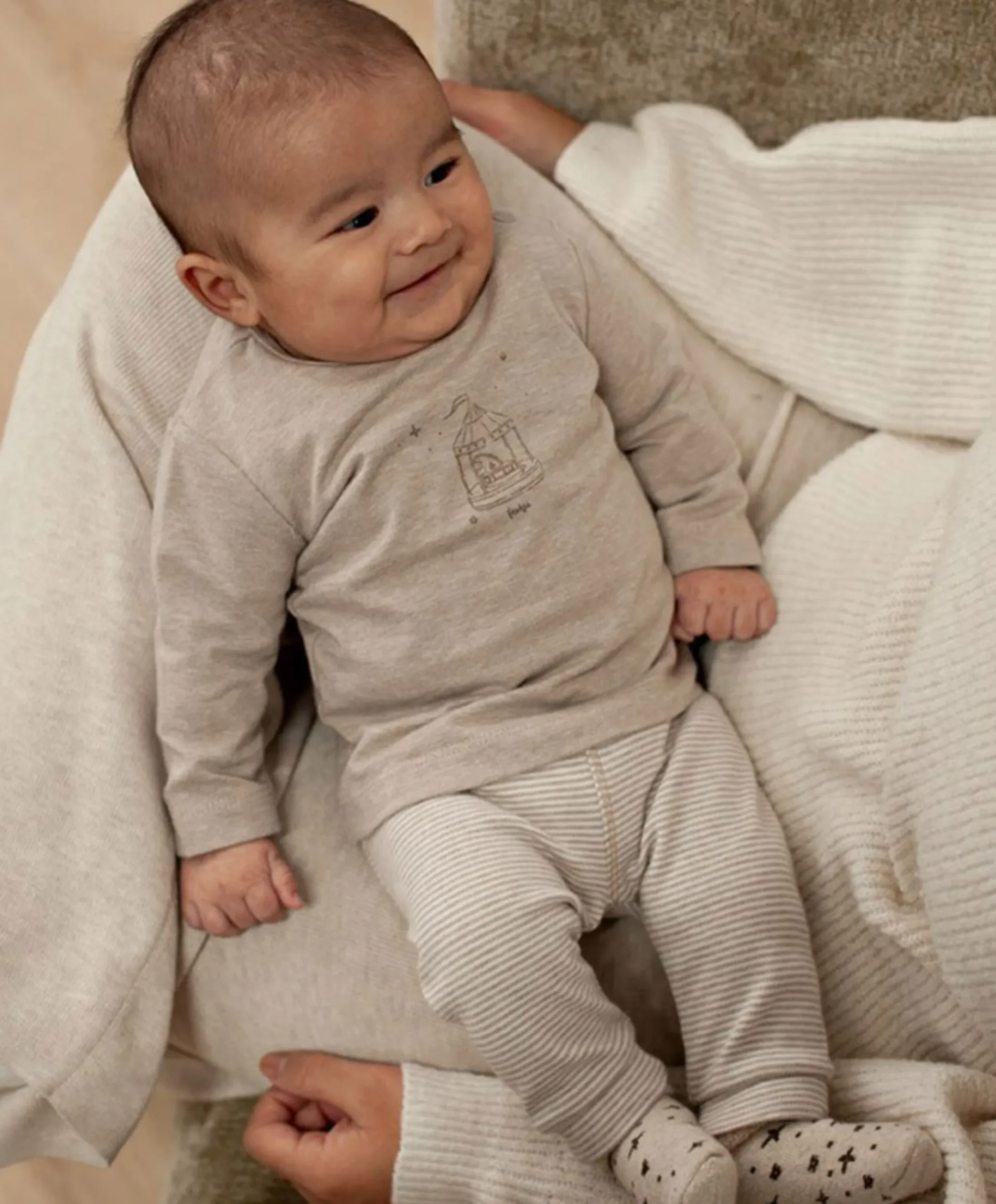 Broek streep uniseks broek bruin
