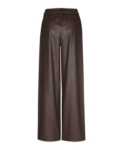 Broek-vegan leather-effen plooi dames broek bruin
