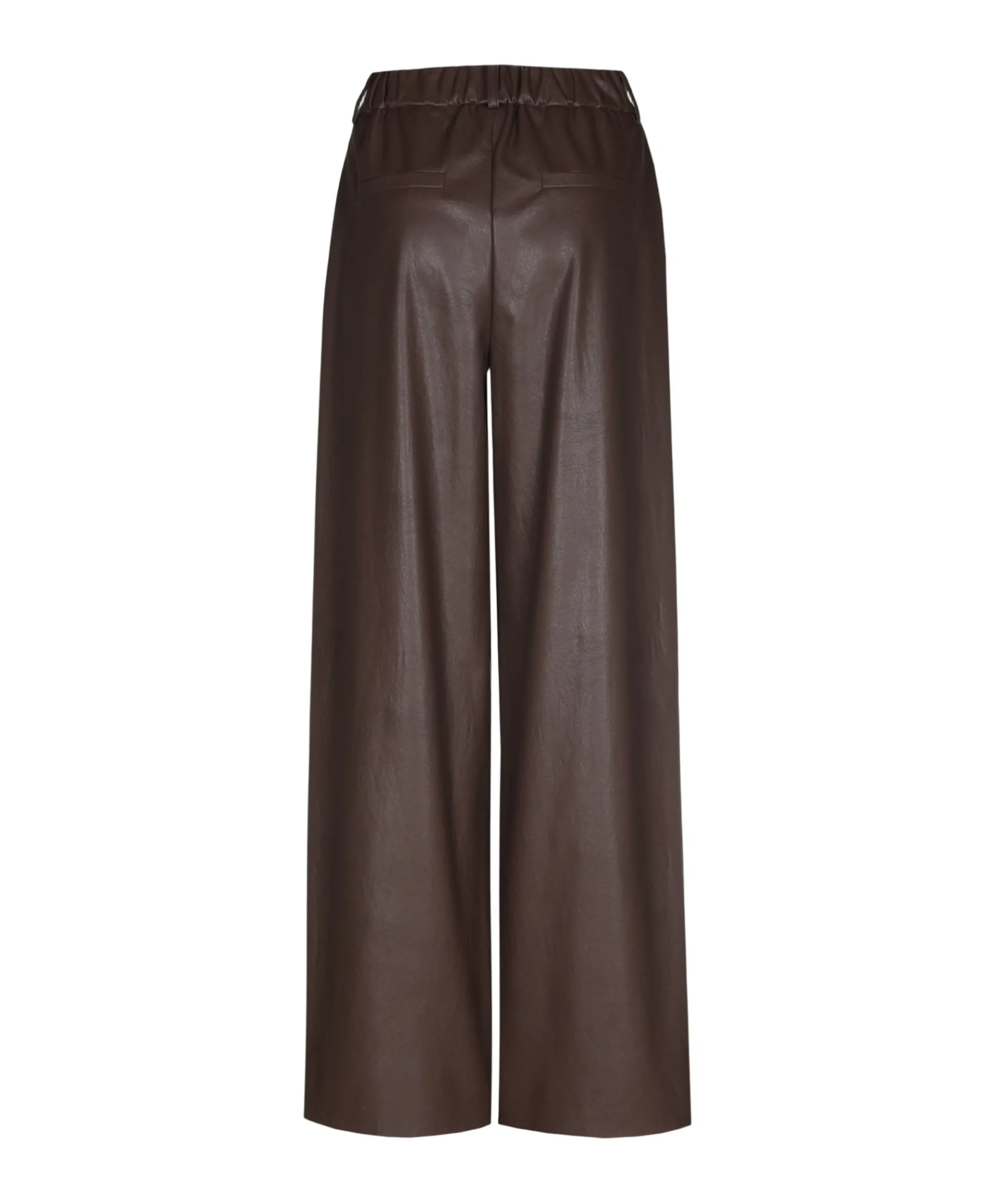 Broek-vegan leather-effen plooi dames broek bruin