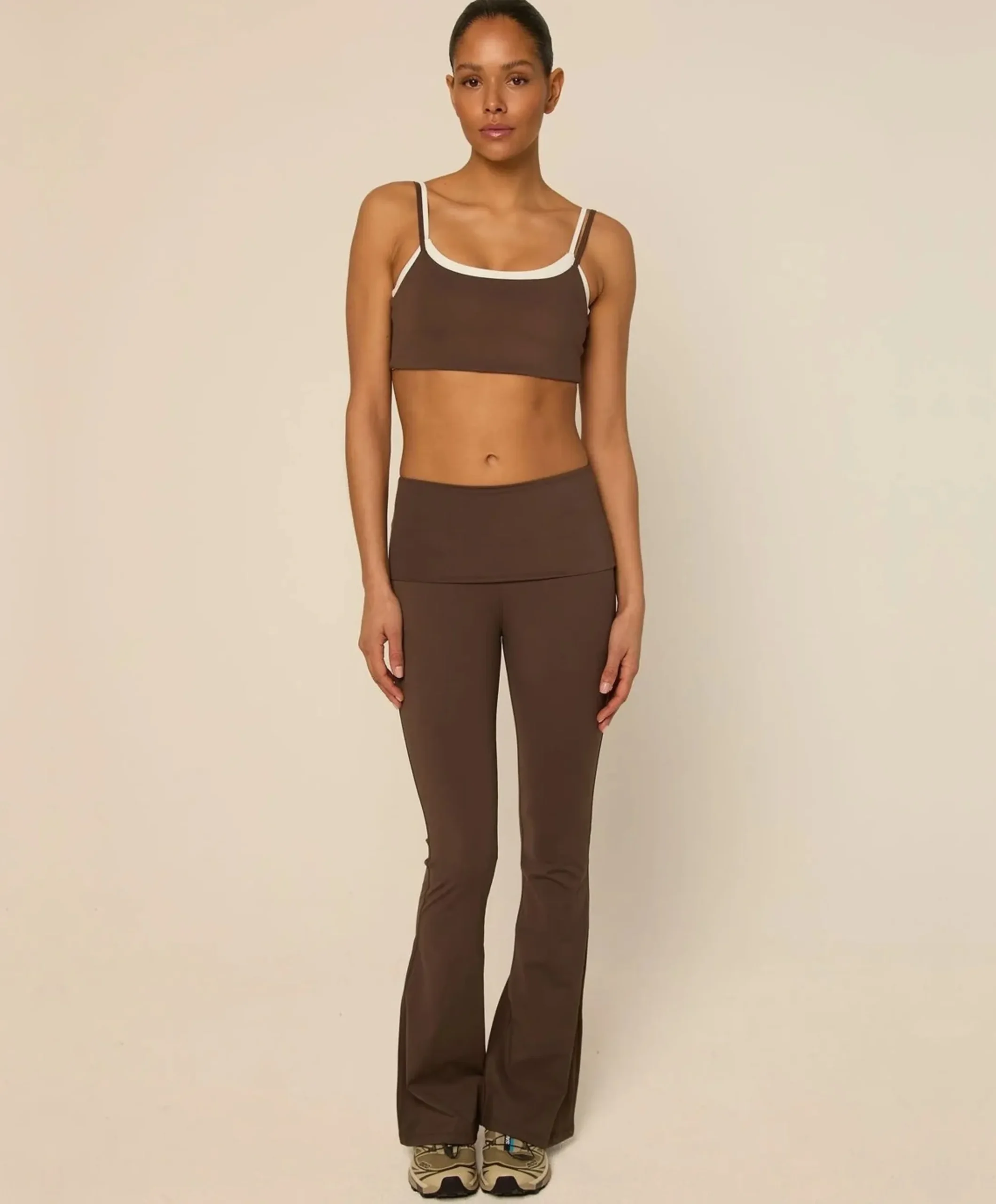Bruna Flared Legging dames trainingsbroek bruin