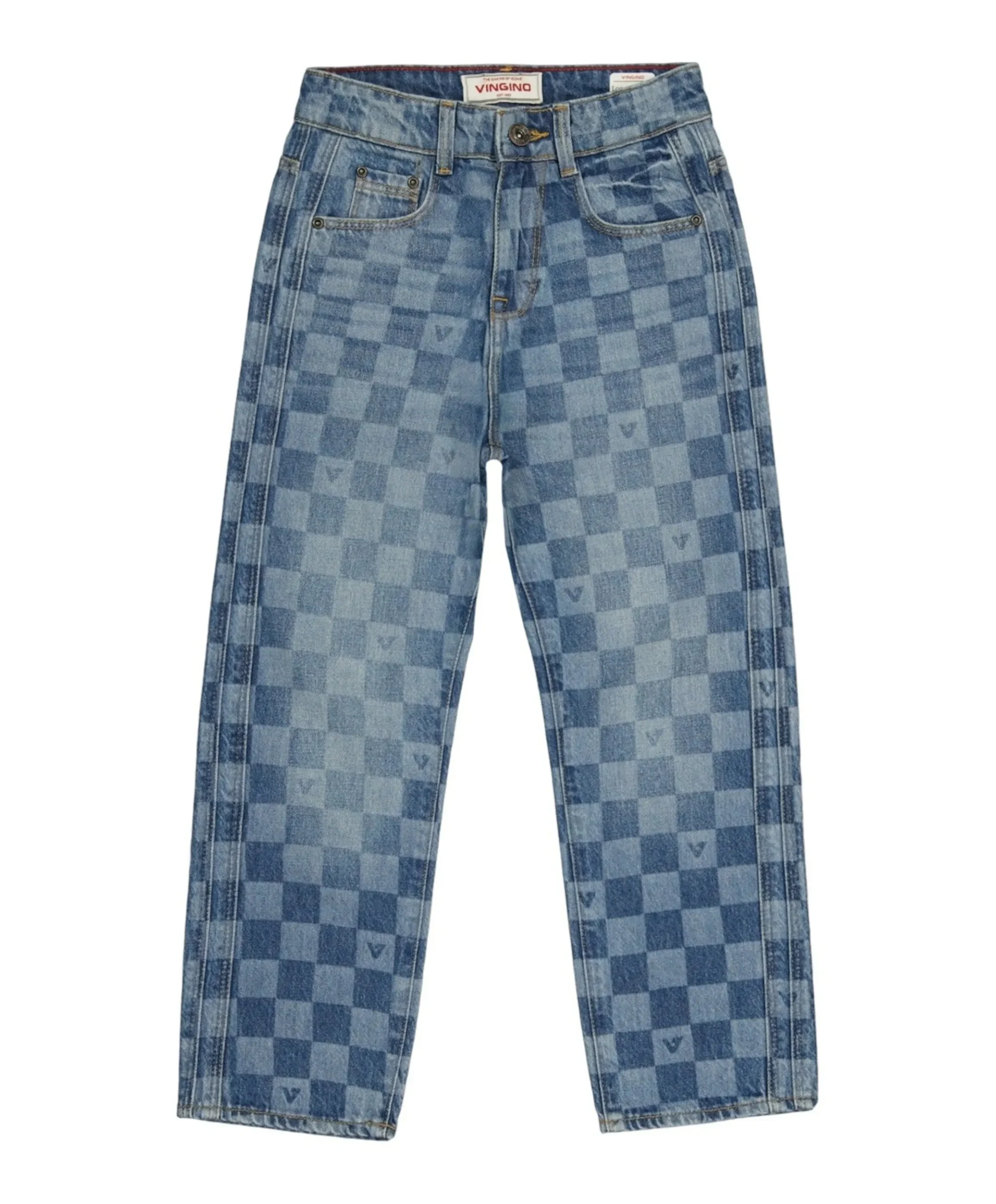 Cadore check jongens jeans blauw