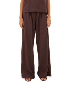 celin tan stripe dames broek bruin