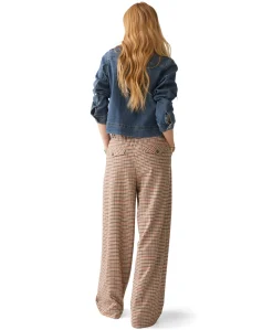 Check goji berry dames broek bruin