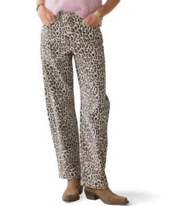 Cocoon Leopard printed twill dames broek beige