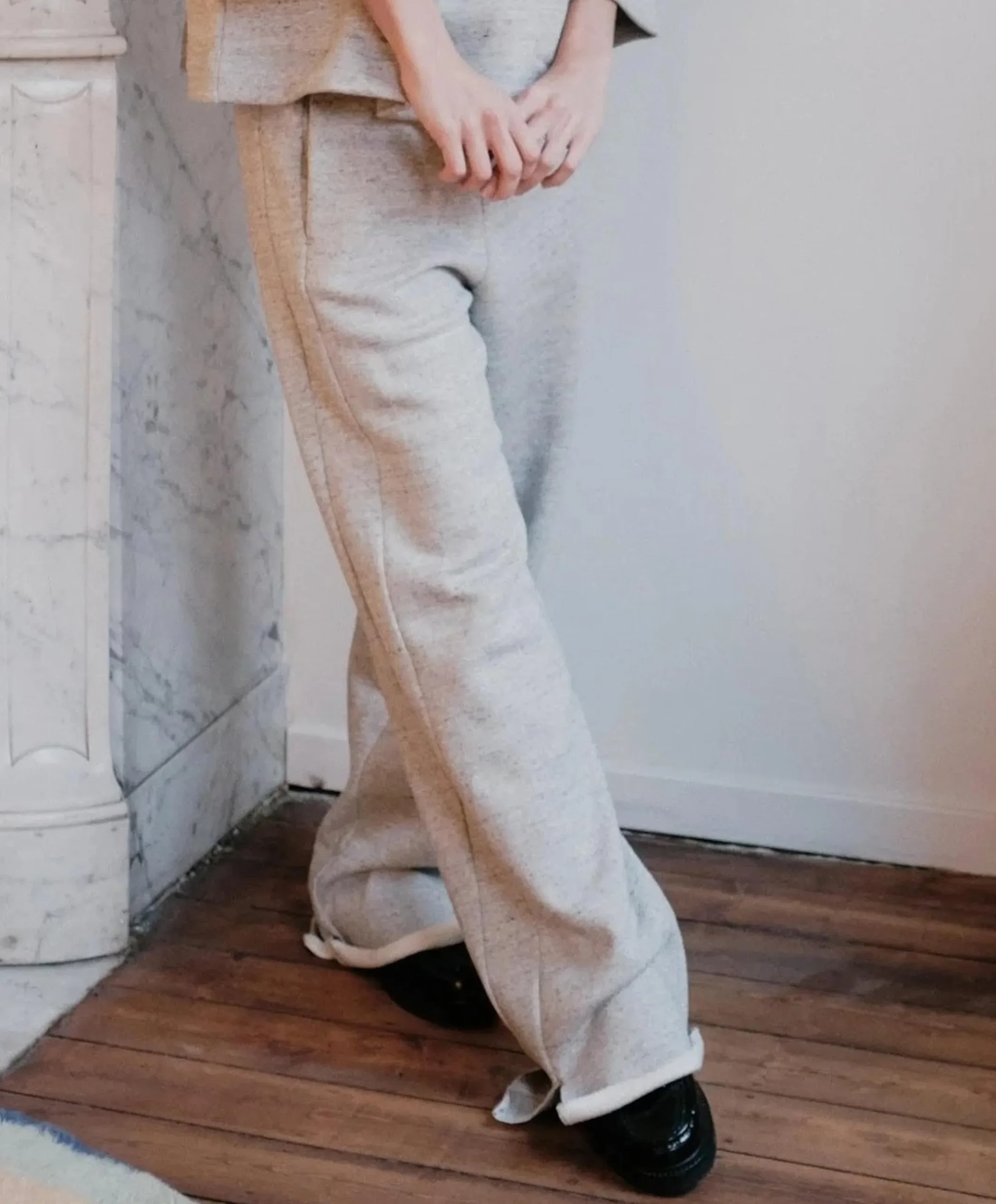 Cotton dames broek grijs