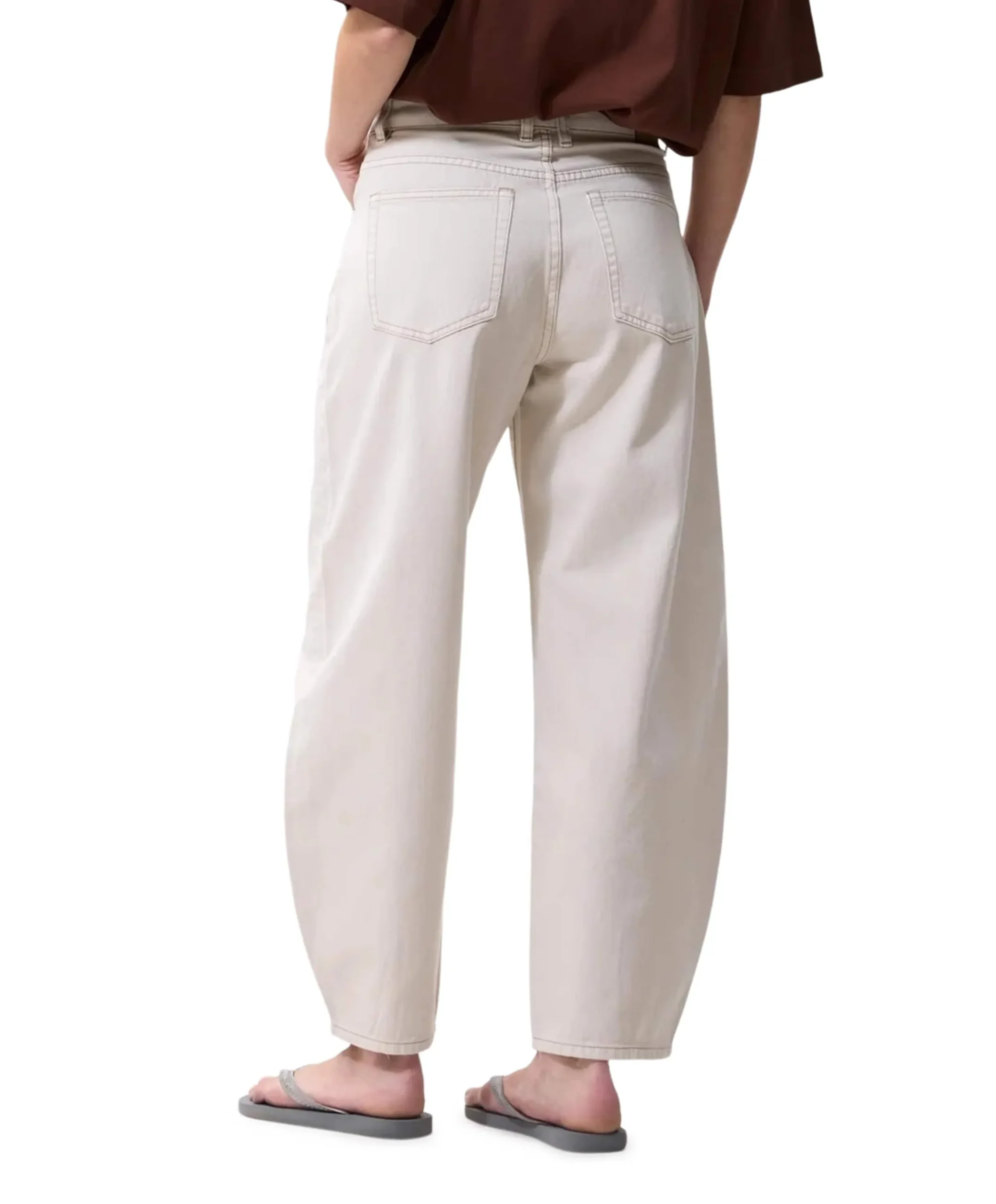 Cropped barrel fit dames jeans ecru