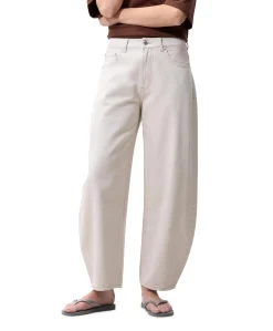 Cropped barrel fit dames jeans ecru