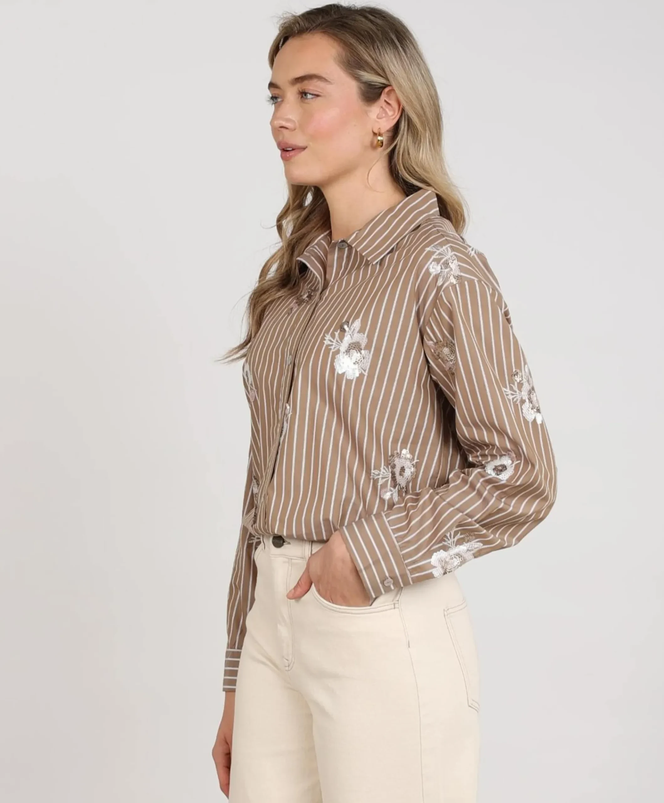 Dames blouse beige