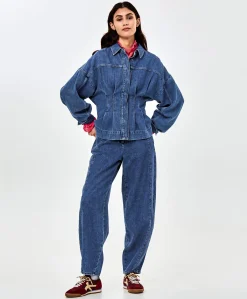 Dames blouse blauw