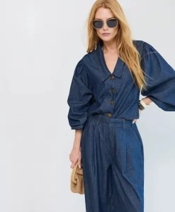 Dames blouse blauw