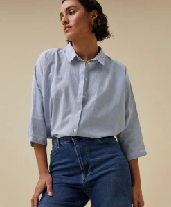 Dames blouse blauw