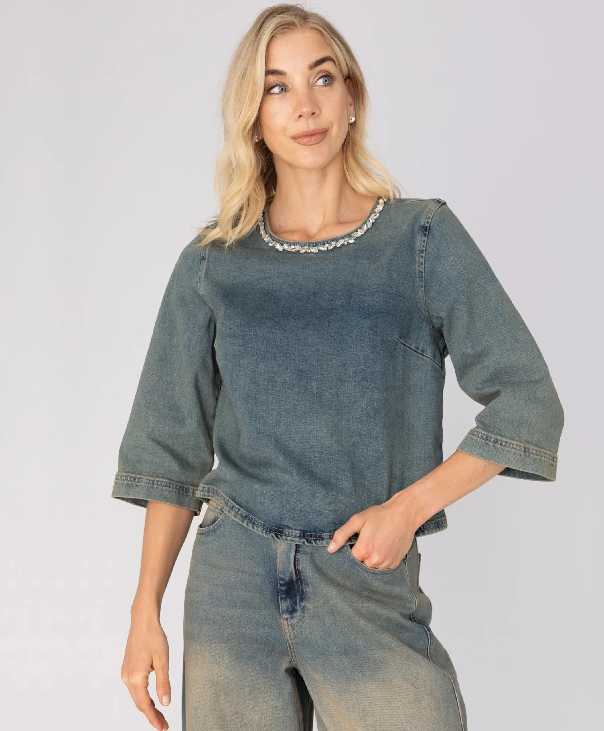 Dames blouse blauw
