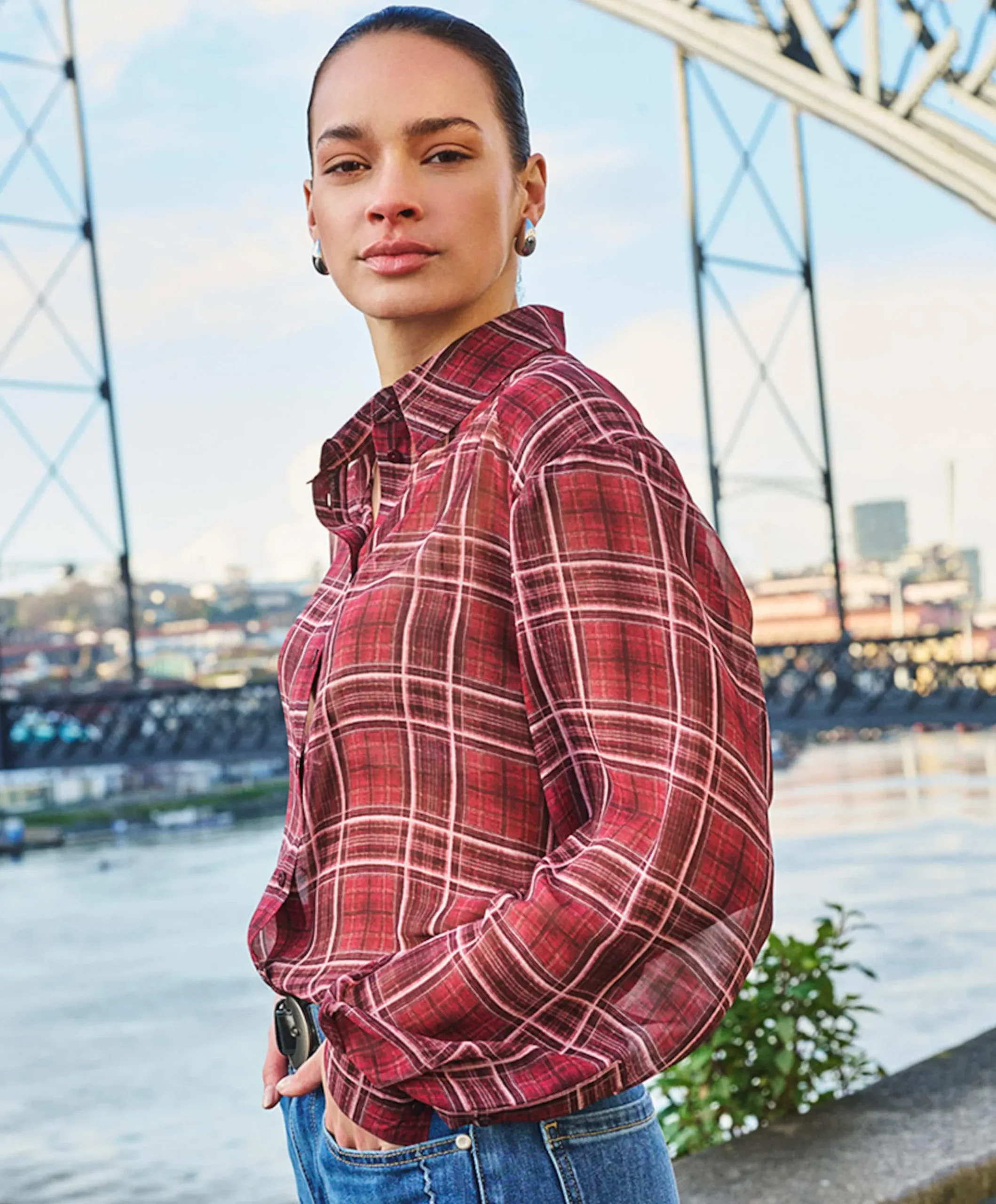 Dames blouse bordeaux