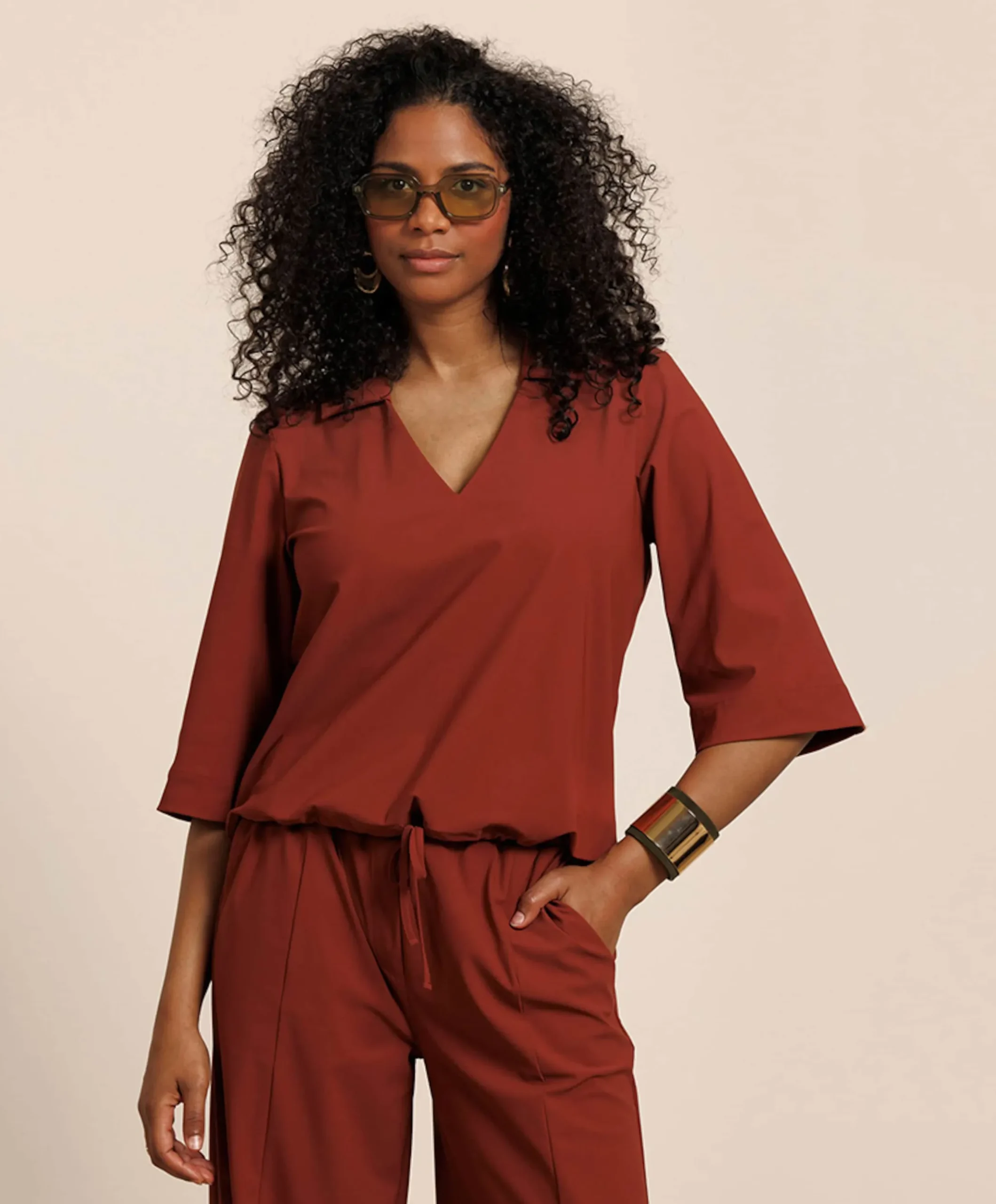 Dames blouse brique