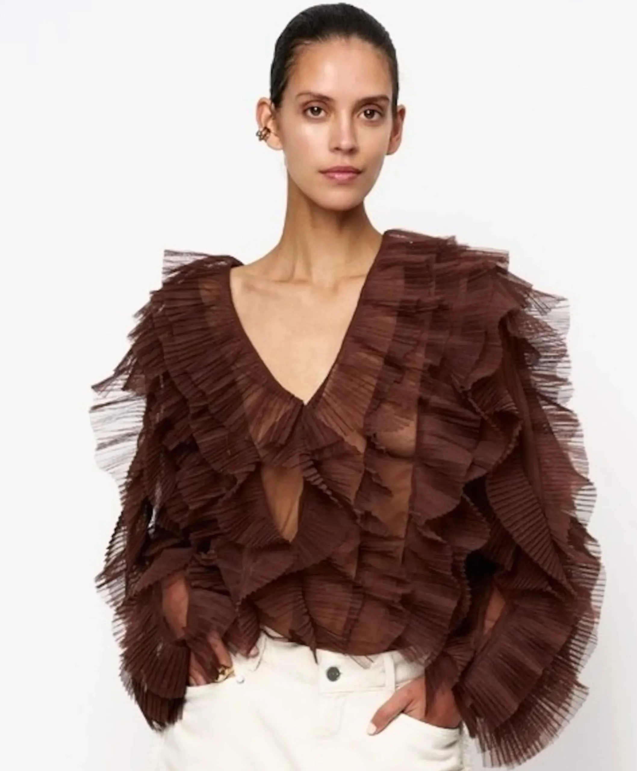 Dames blouse bruin