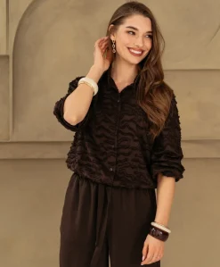 Dames blouse bruin