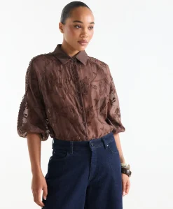 Dames blouse bruin