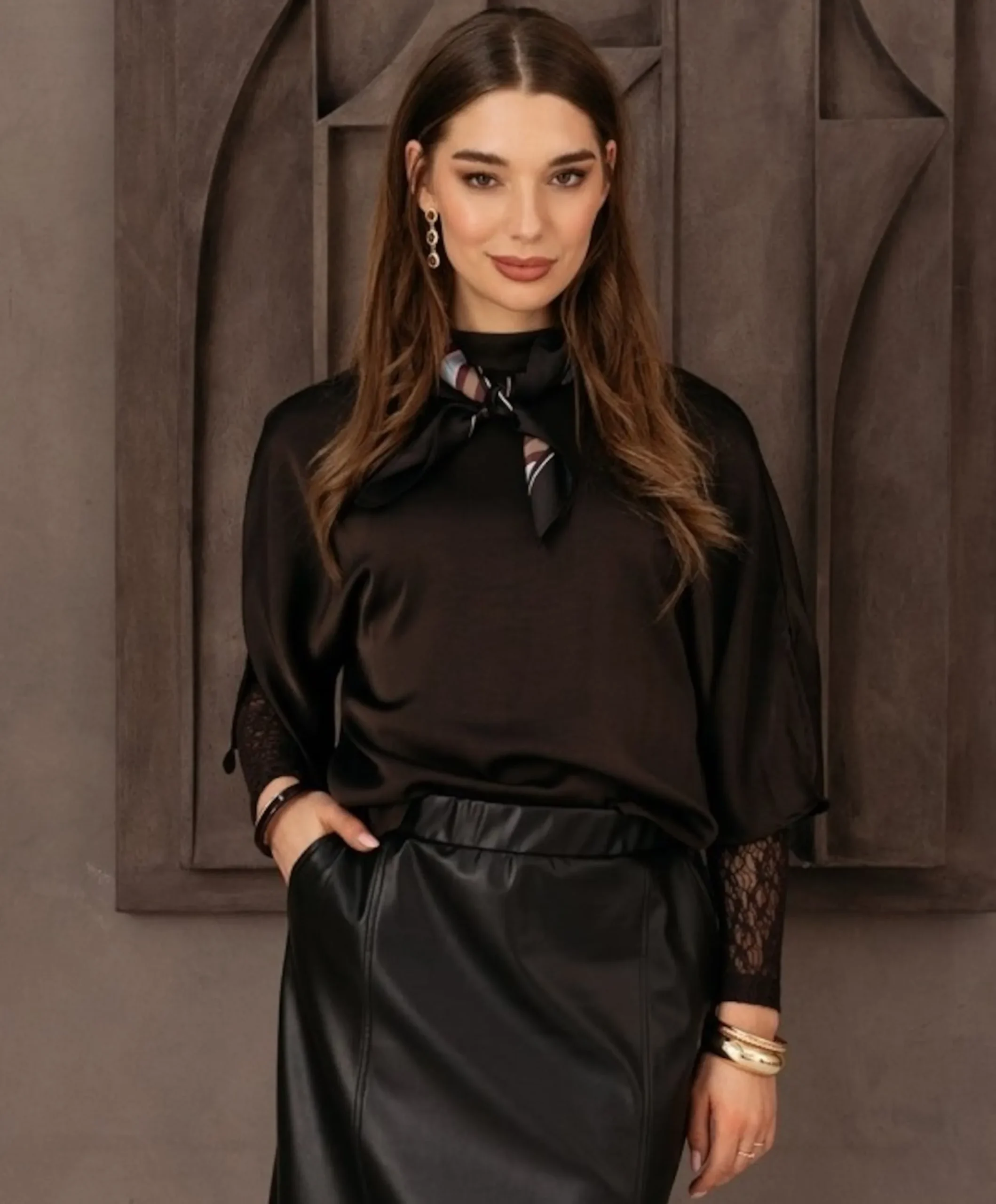 Dames blouse bruin