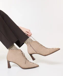 dames enkellaarzen beige