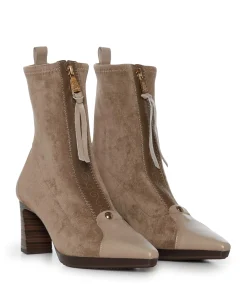 dames enkellaarzen beige