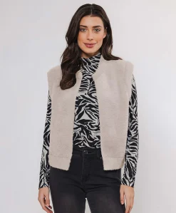 Dames gilet beige