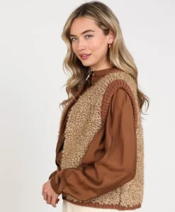 Dames gilet beige