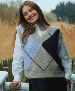 Dames gilet beige
