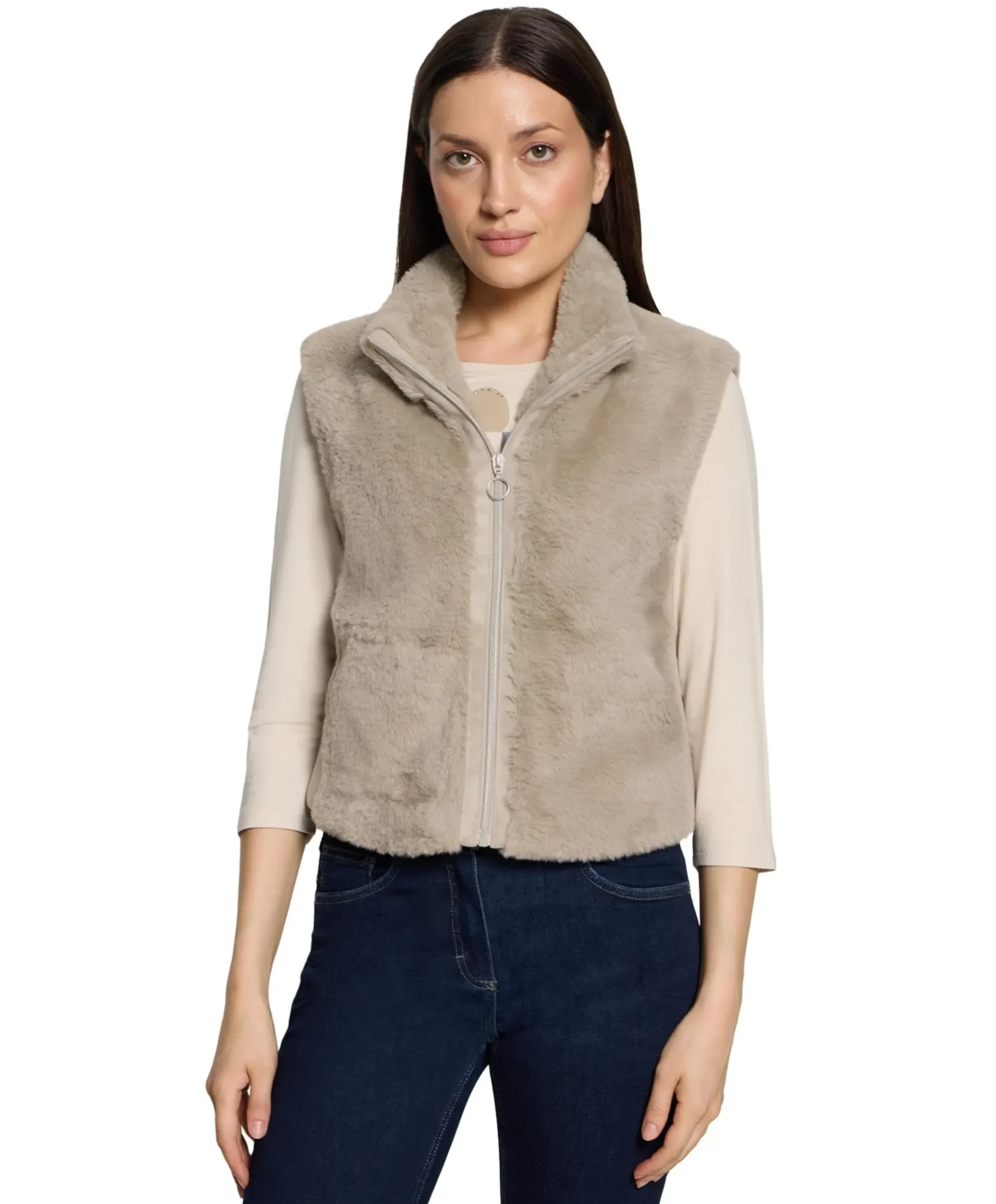 Dames gilet beige