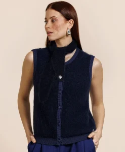Dames gilet blauw