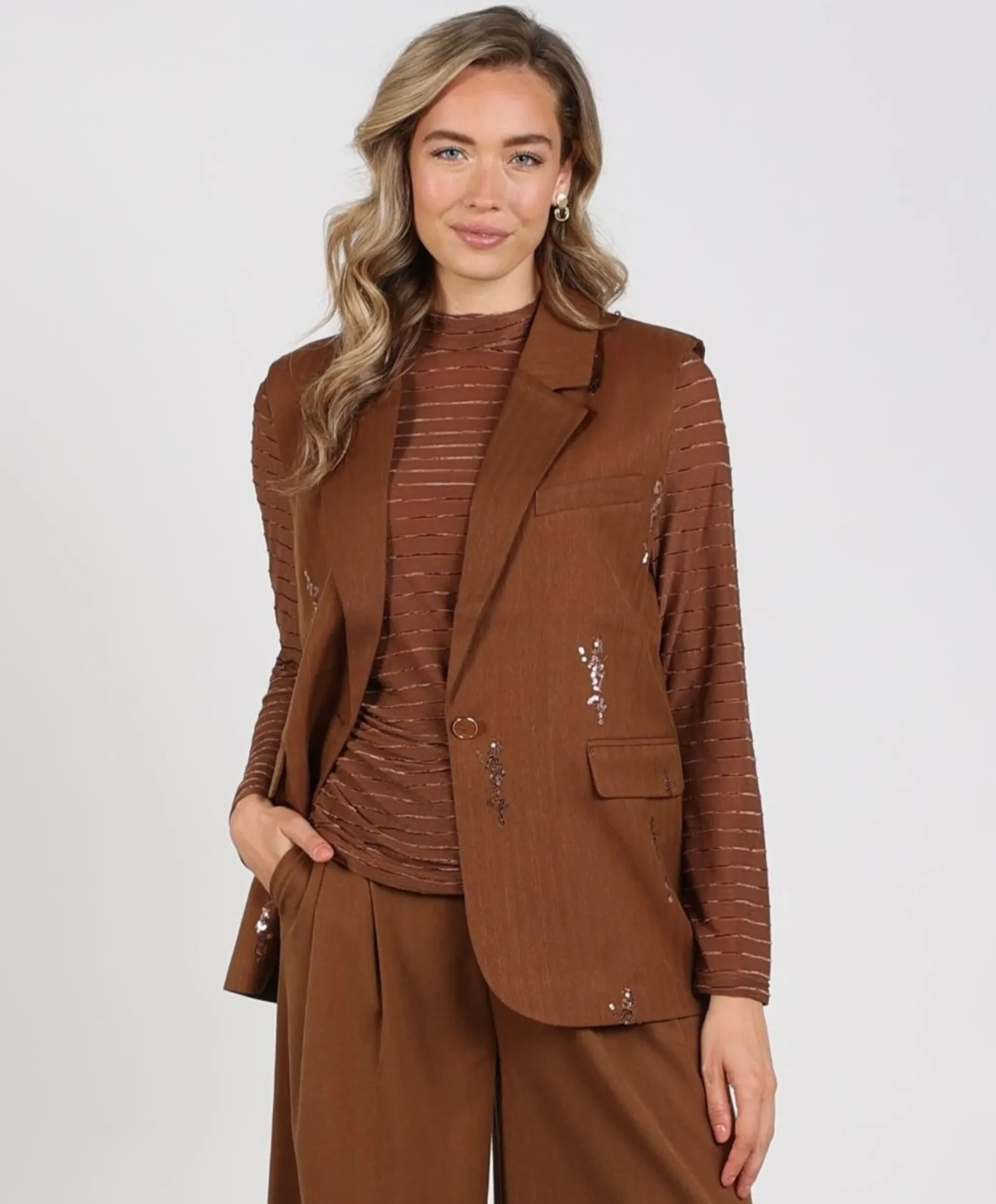 Dames gilet bruin