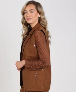 Dames gilet bruin