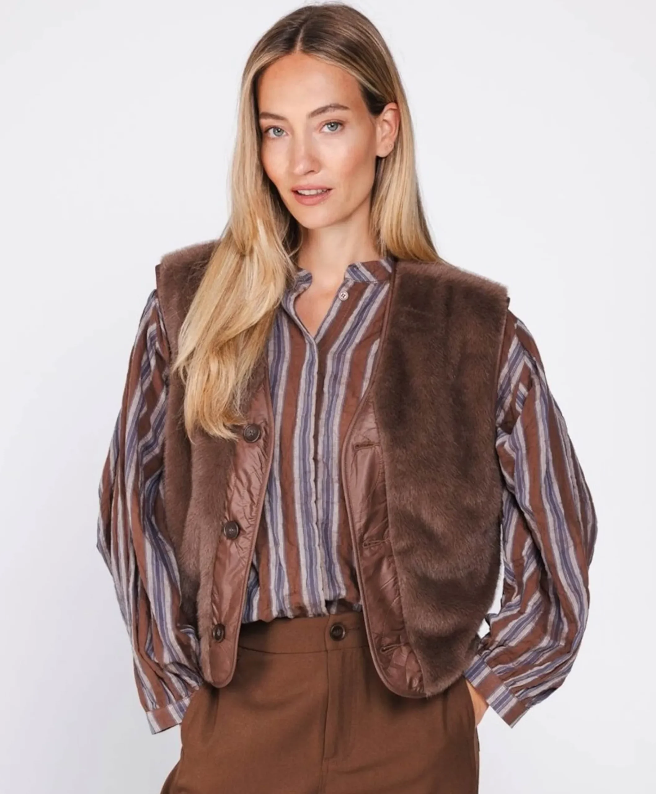 Dames gilet bruin