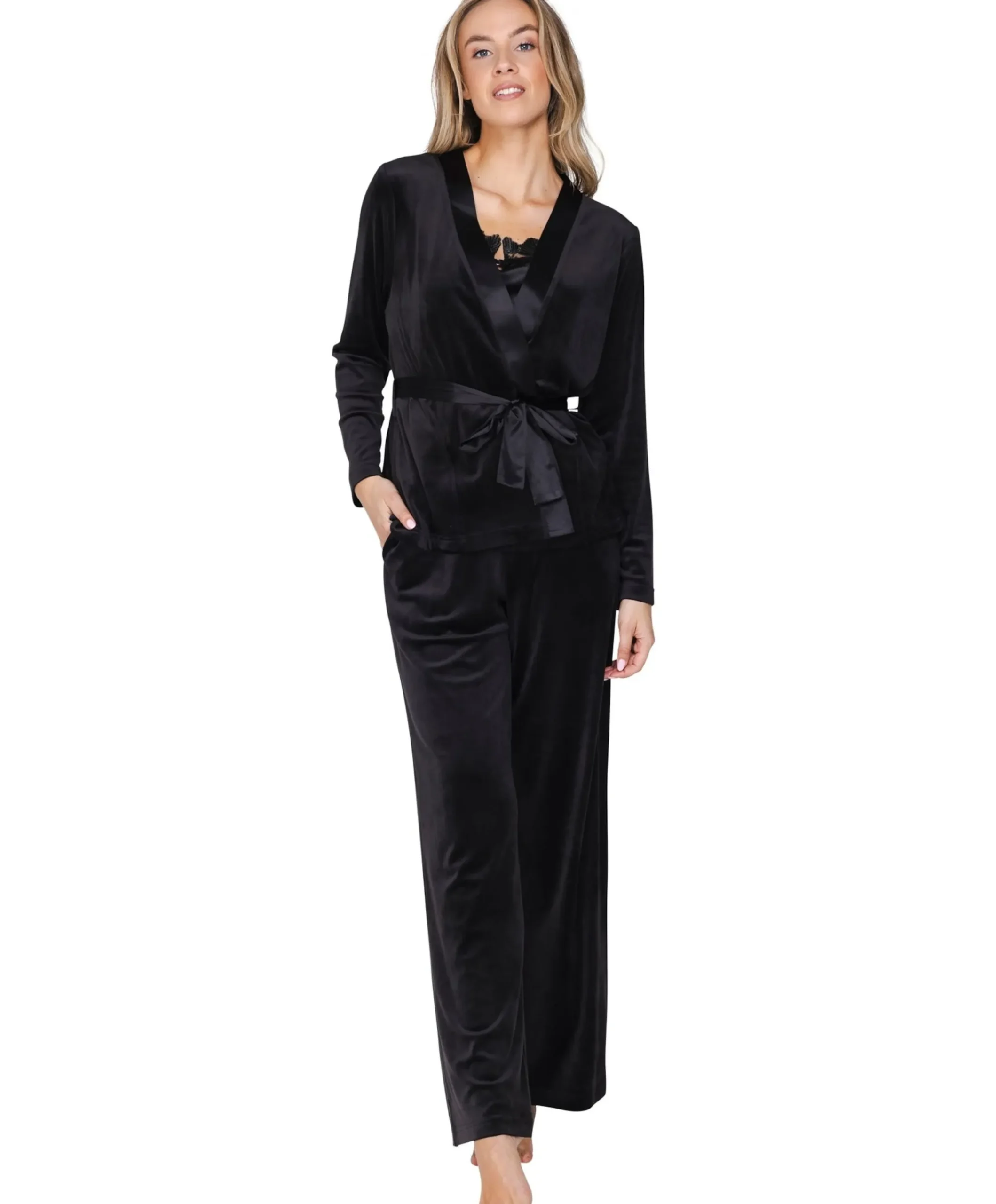 Dames huispak velours zwart