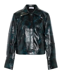 Dames leren jas groen