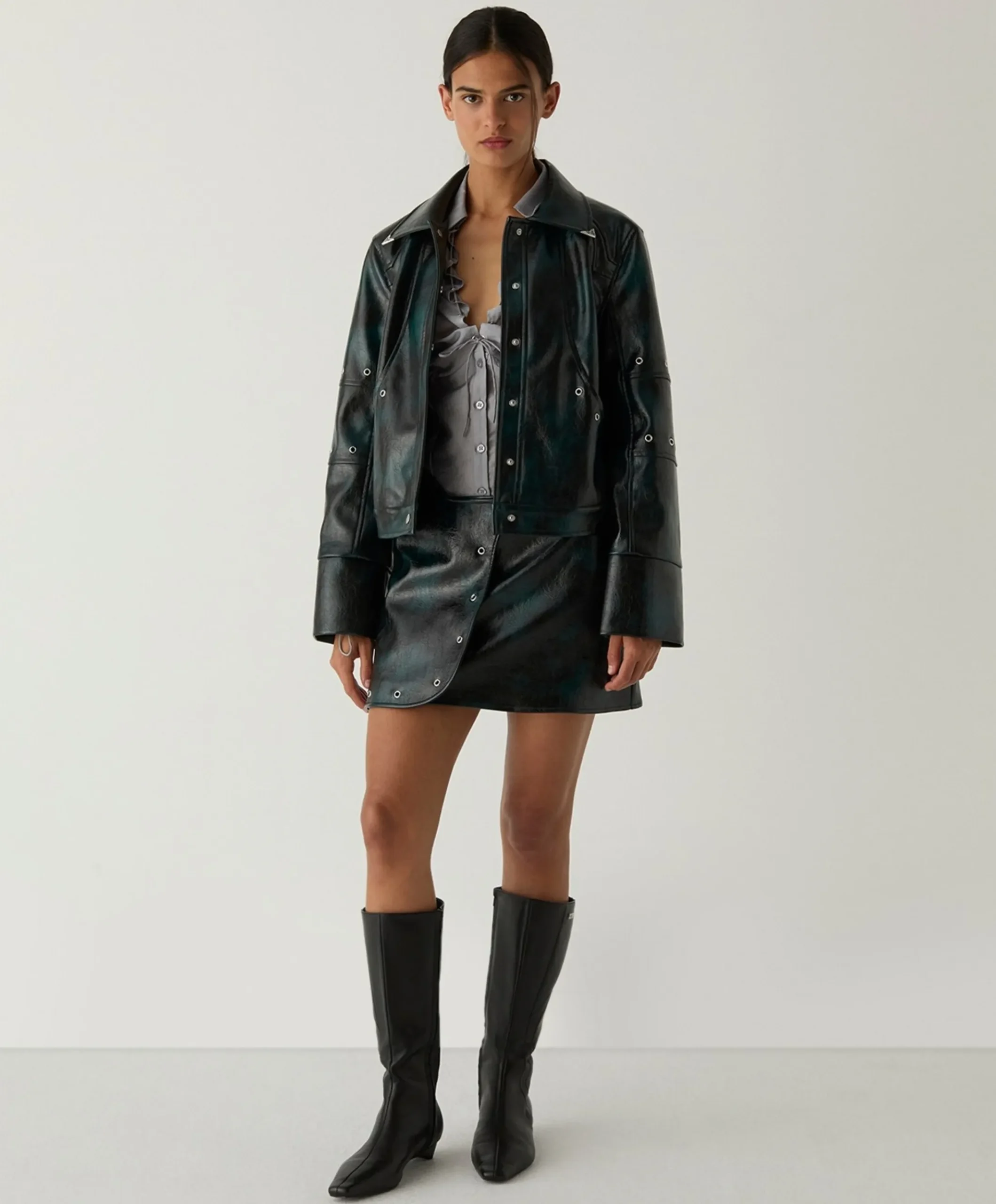 Dames leren jas groen