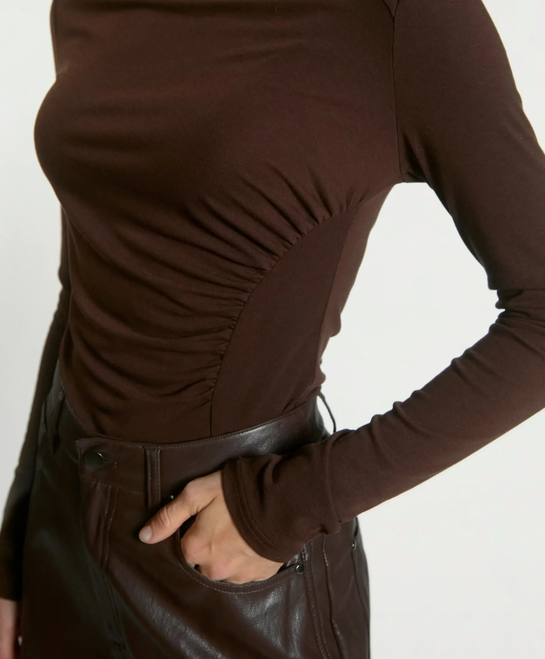 Dames longsleeve bruin
