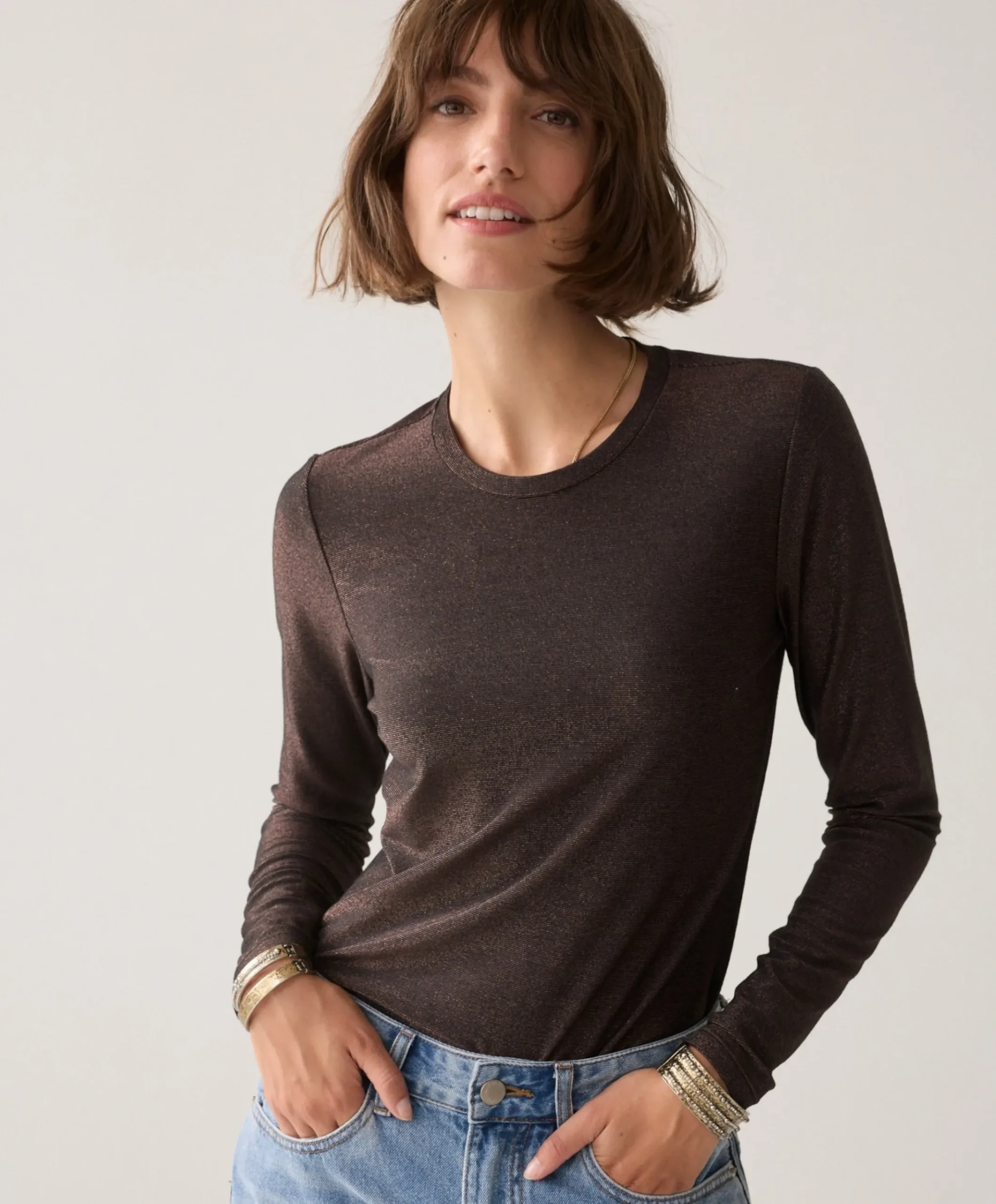 Dames longsleeve bruin