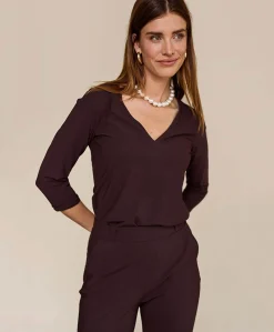 Dames longsleeve bruin