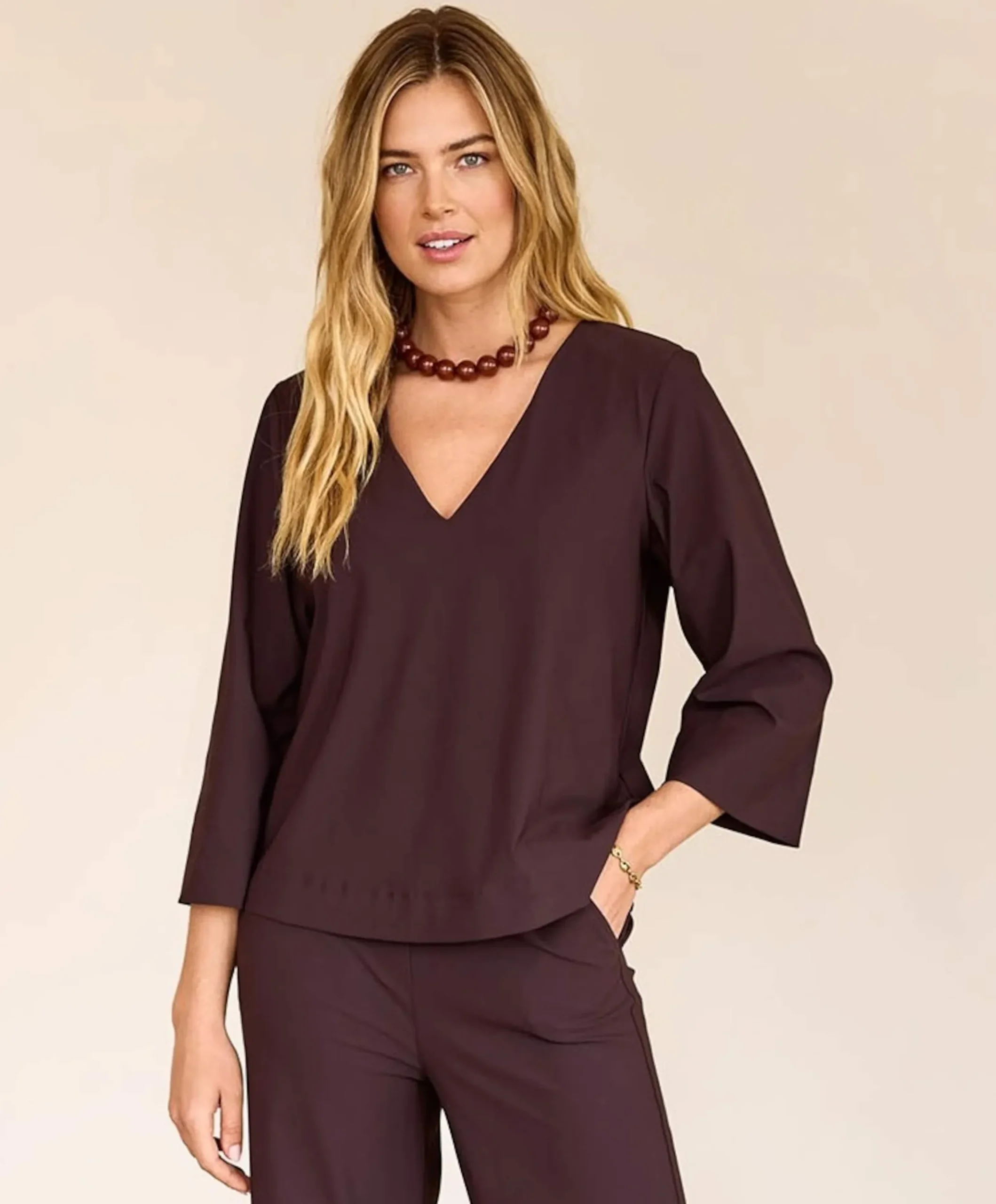 Dames longsleeve bruin