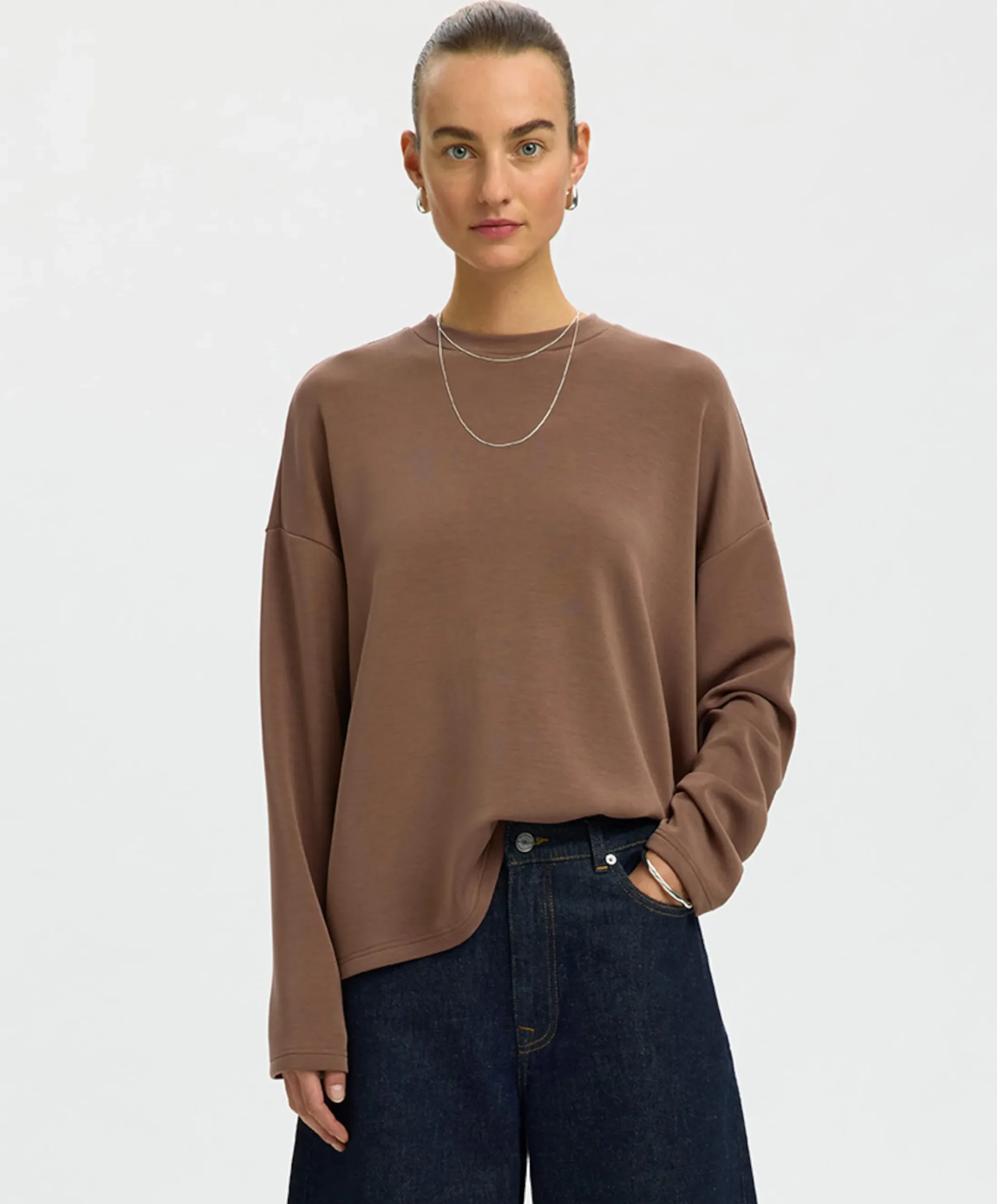 Dames longsleeve bruin