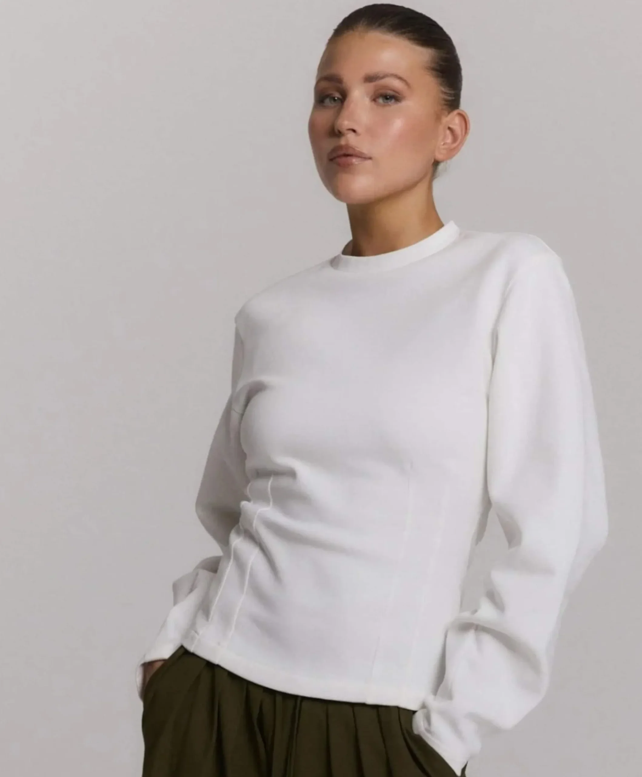 Dames longsleeve ecru