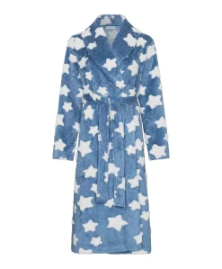 Dames ochtendjas blauw