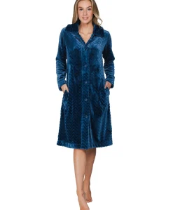 Dames ochtendjas blauw